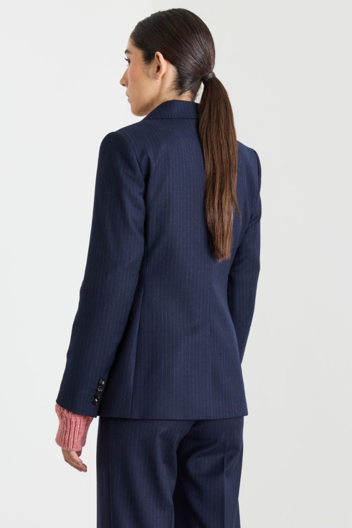 Double-breasted flannel blazer - BLUE - Intrend - 4