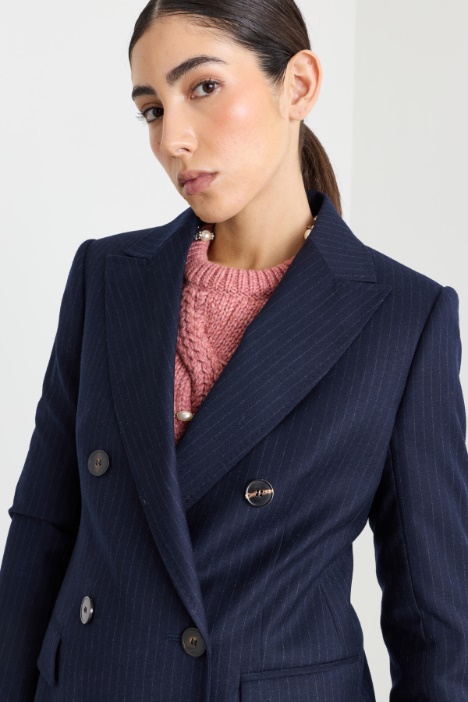 Blazer doppiopetto in flanella di lana