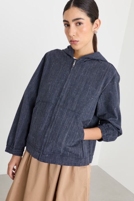 Slub-textured hooded jacket - Intrend