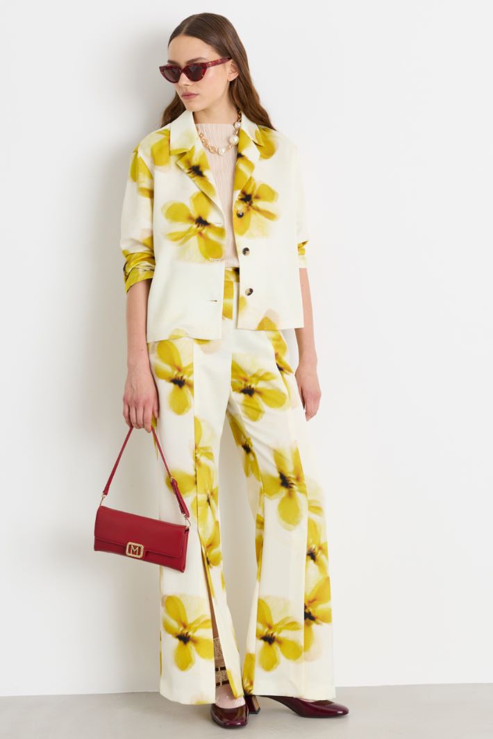 Matte satin jacket - YELLOW WHITE - Intrend