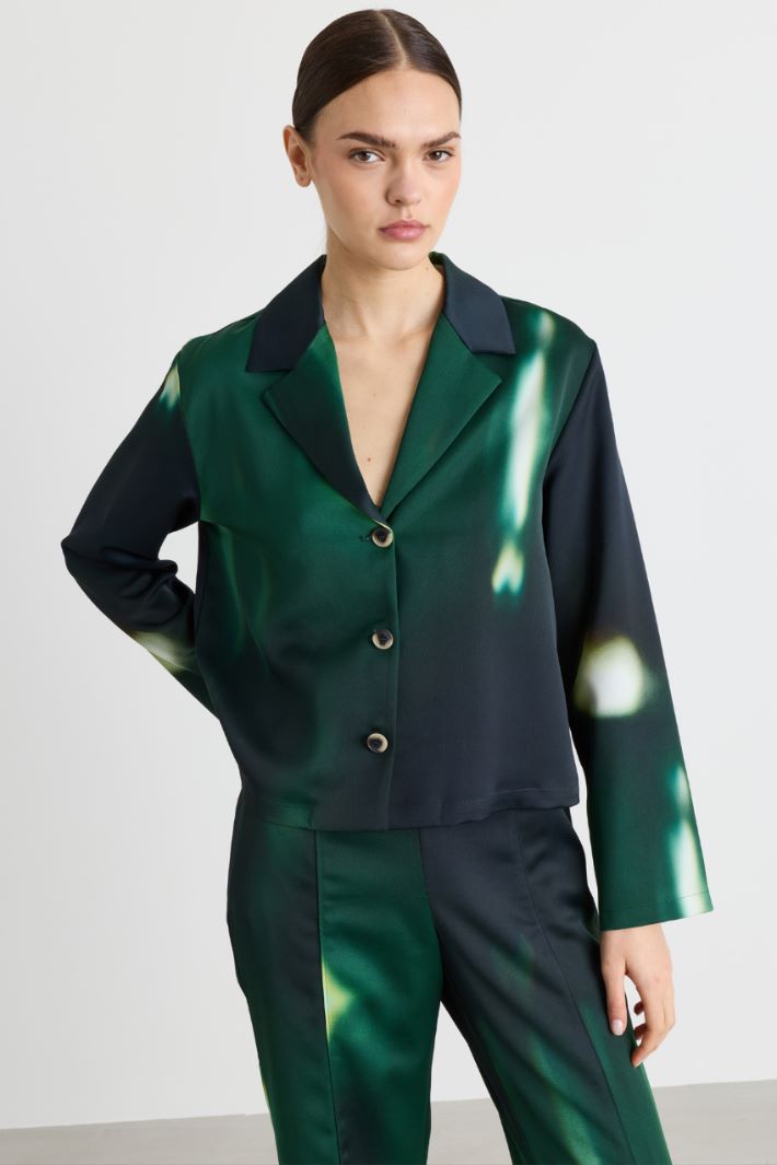 Matte satin jacket - GREEN - Intrend - 2