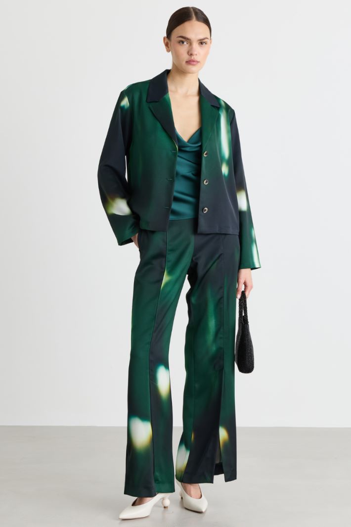 Matte satin jacket - GREEN - Intrend