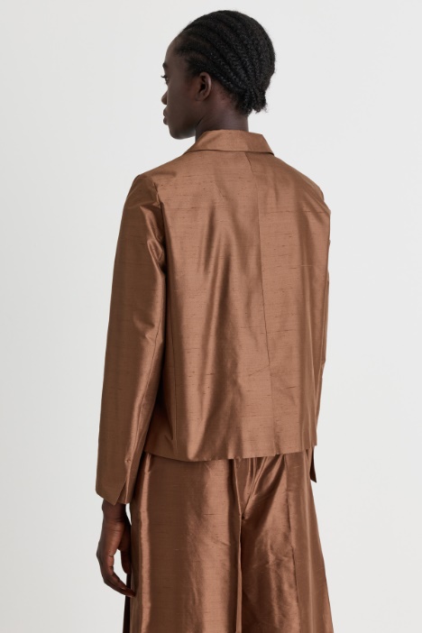 Giacca boxy in shantung di seta