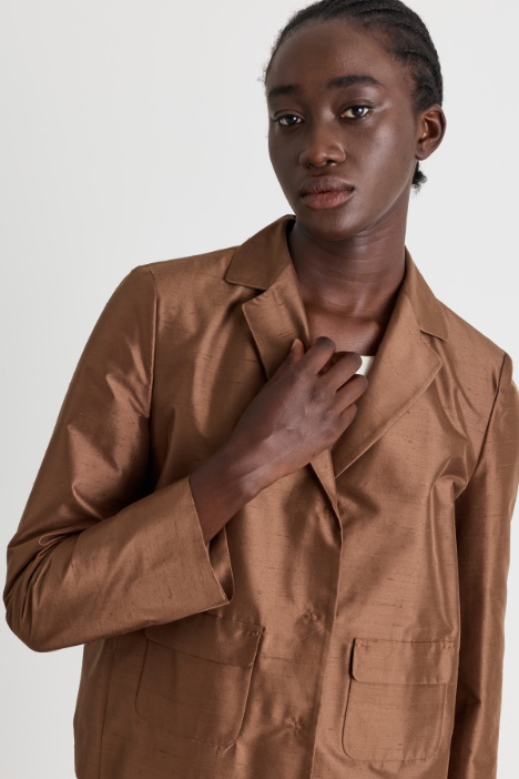 Giacca boxy in shantung di seta