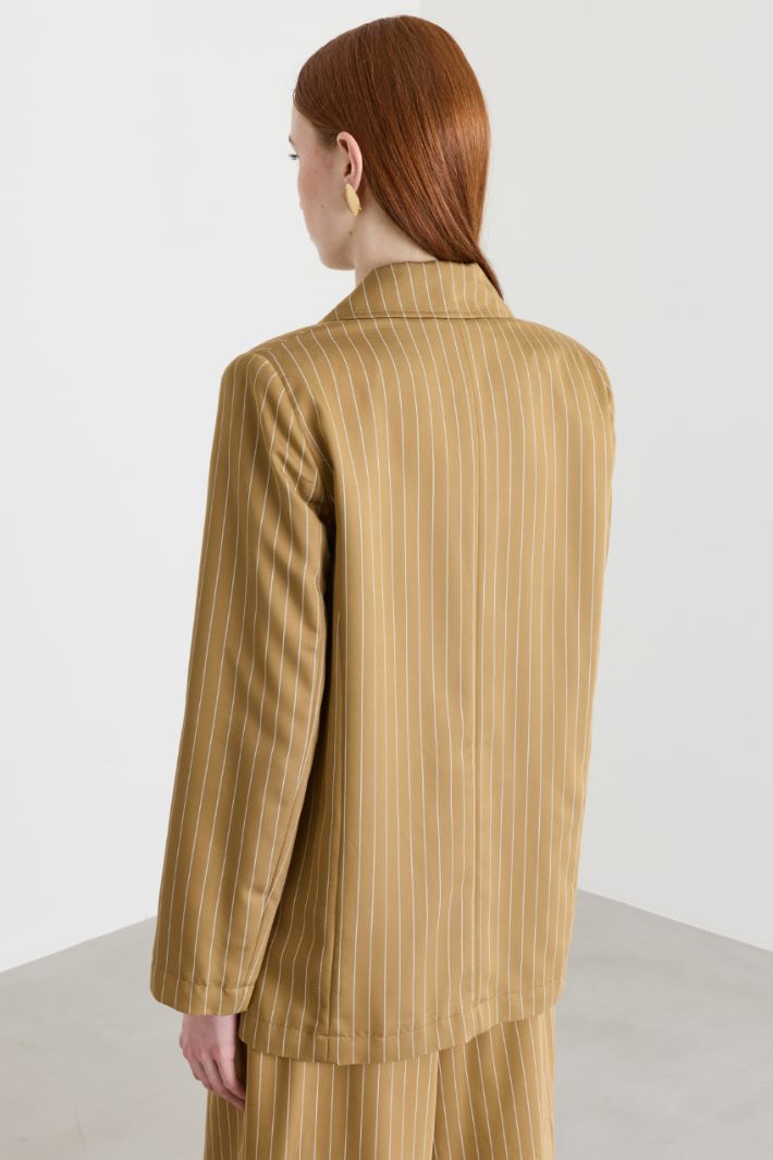 Pinstriped fluid twill blazer - ORANGE - Intrend - 4