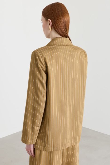 Blazer gessato in twill fluido