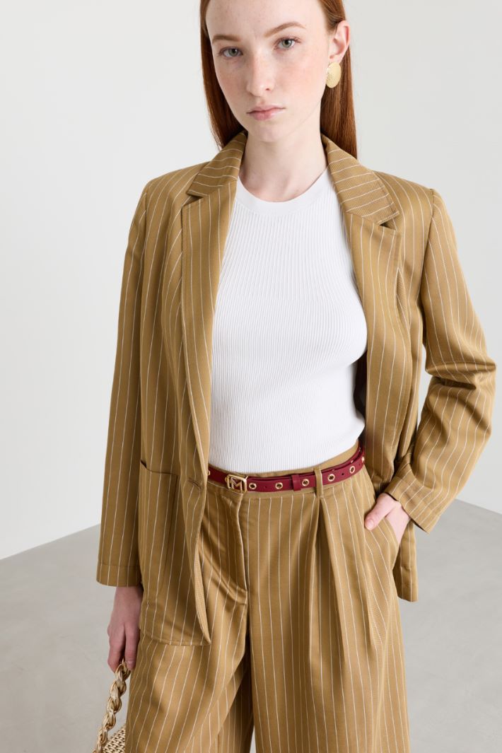 Pinstriped fluid twill blazer - ORANGE - Intrend - 2