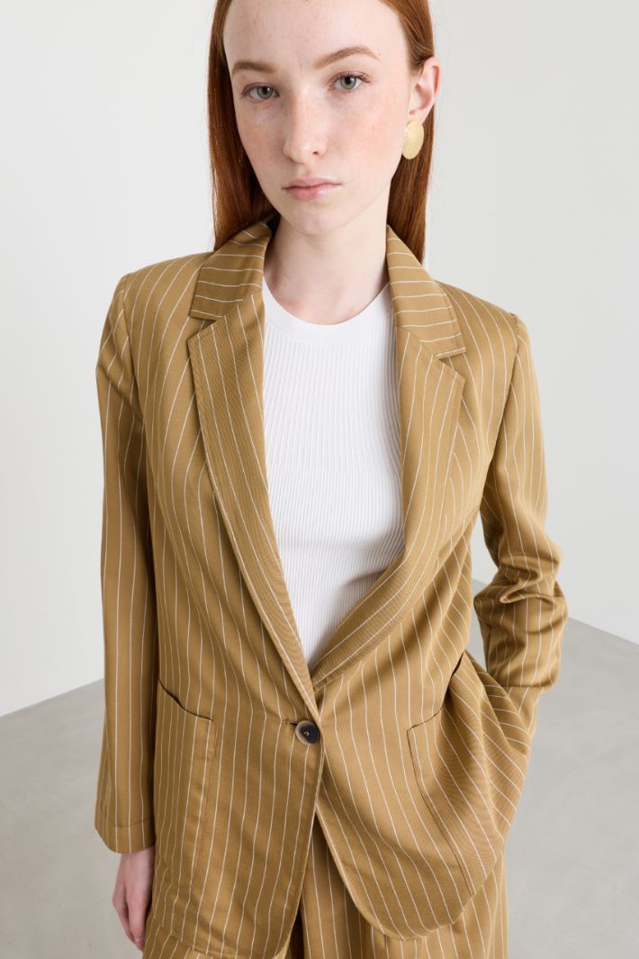 Pinstriped fluid twill blazer - ORANGE - Intrend - 3