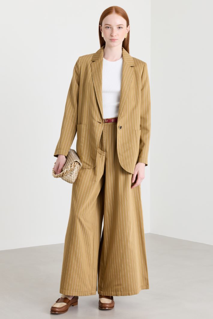 Pinstriped fluid twill blazer - ORANGE - Intrend