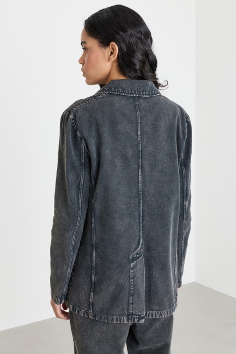 Blazer in broken twill di viscosa e cotone
