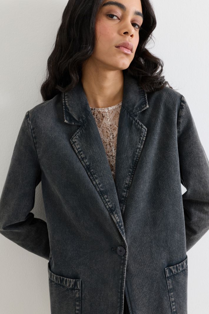 Broken twill blazer - BLACK - Intrend - 3