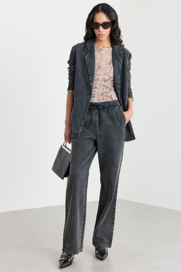 Broken twill blazer - BLACK - Intrend