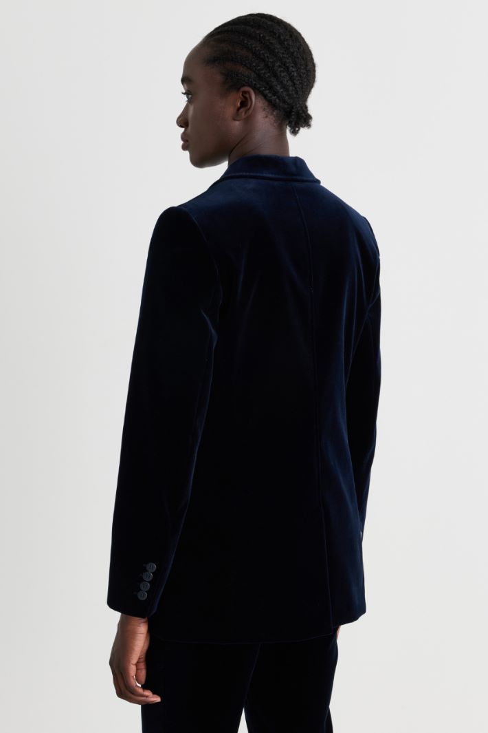 Smooth velvet blazer - BLUE - Intrend - 4