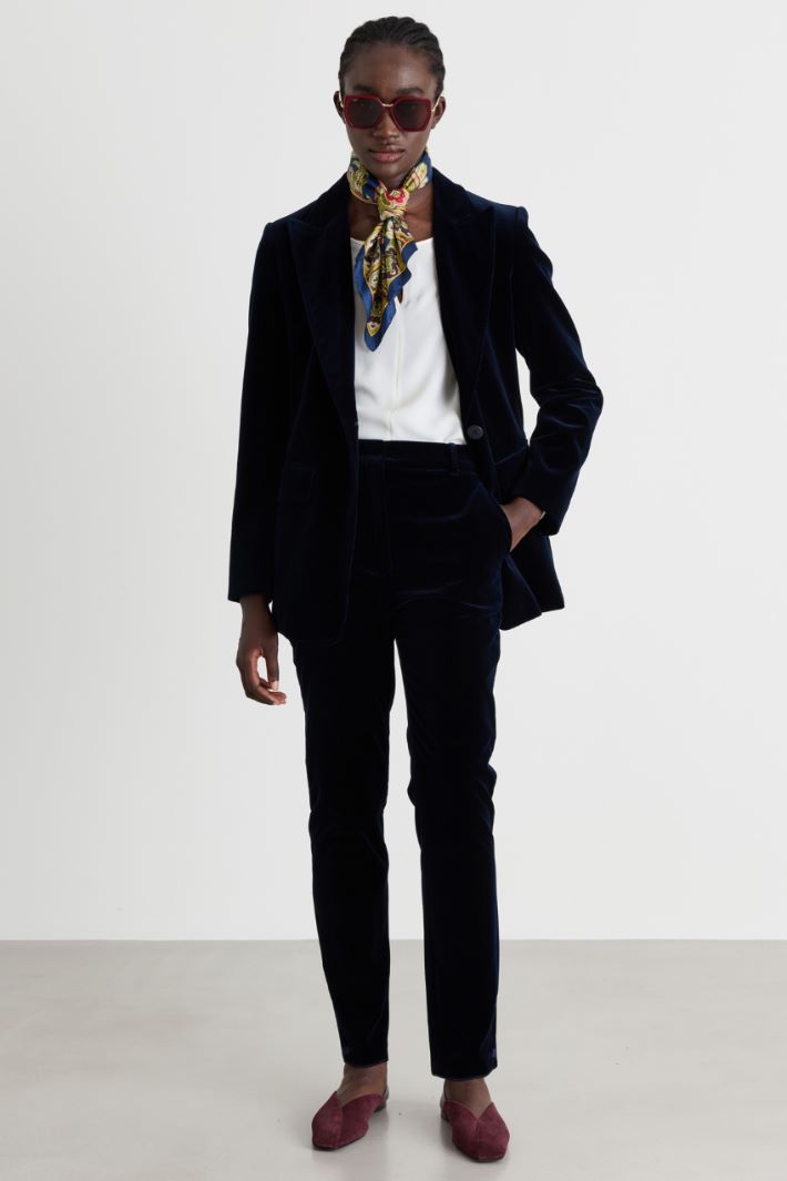 Smooth velvet blazer - BLUE - Intrend