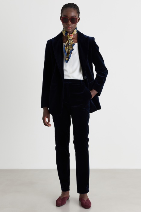 Blazer de terciopelo liso - Intrend