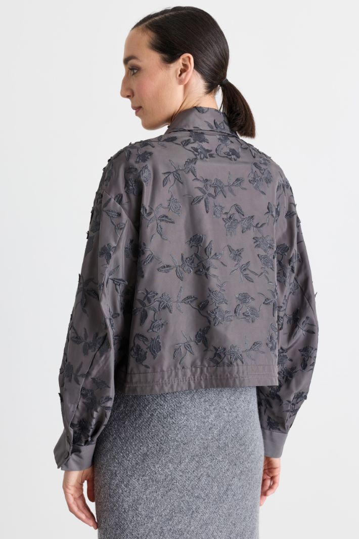 Embroidered taffeta jacket - GREY - Intrend - 4