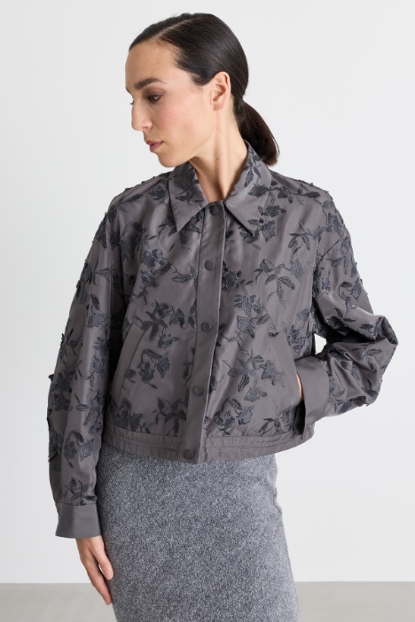 Embroidered taffeta jacket - Intrend