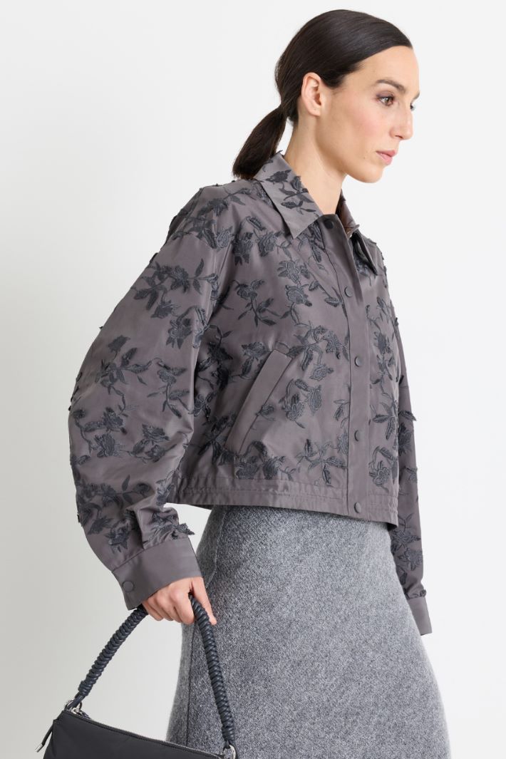Embroidered taffeta jacket - GREY - Intrend - 3