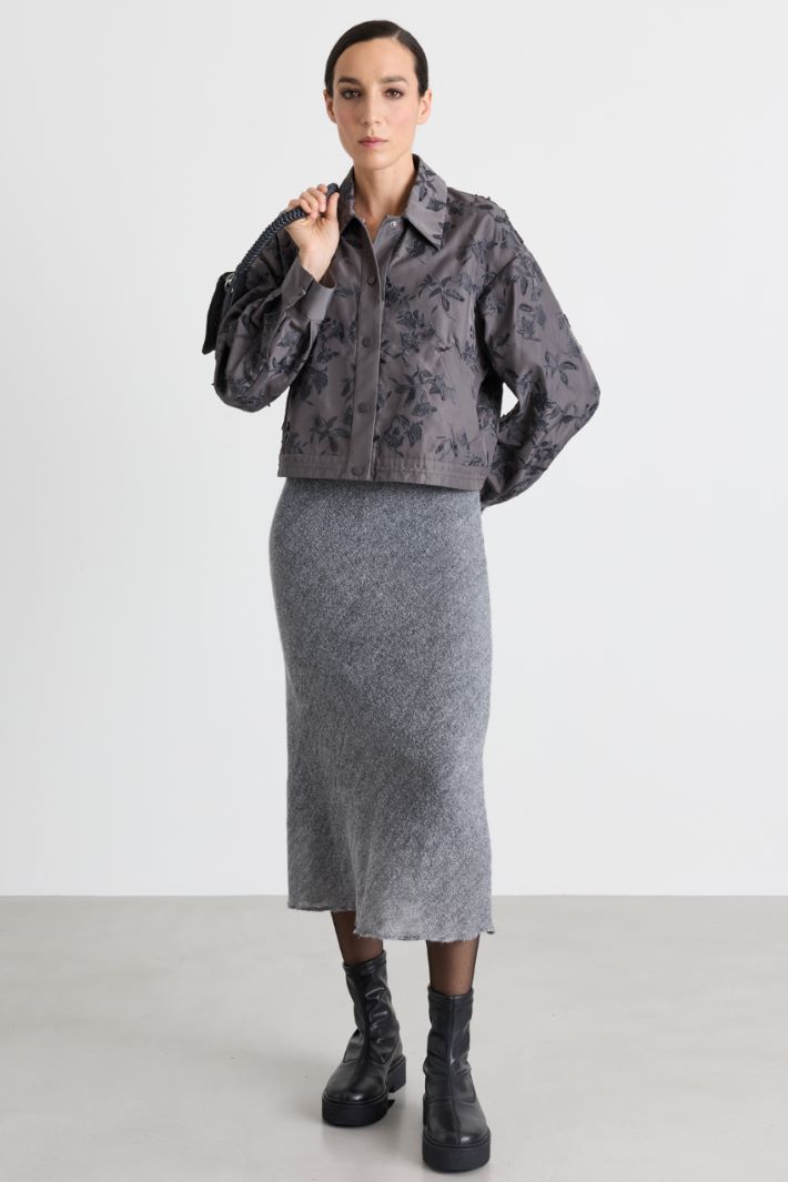 Embroidered taffeta jacket - GREY - Intrend