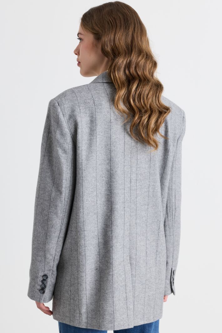 Double-breasted flannel blazer - GREY - Intrend - 4