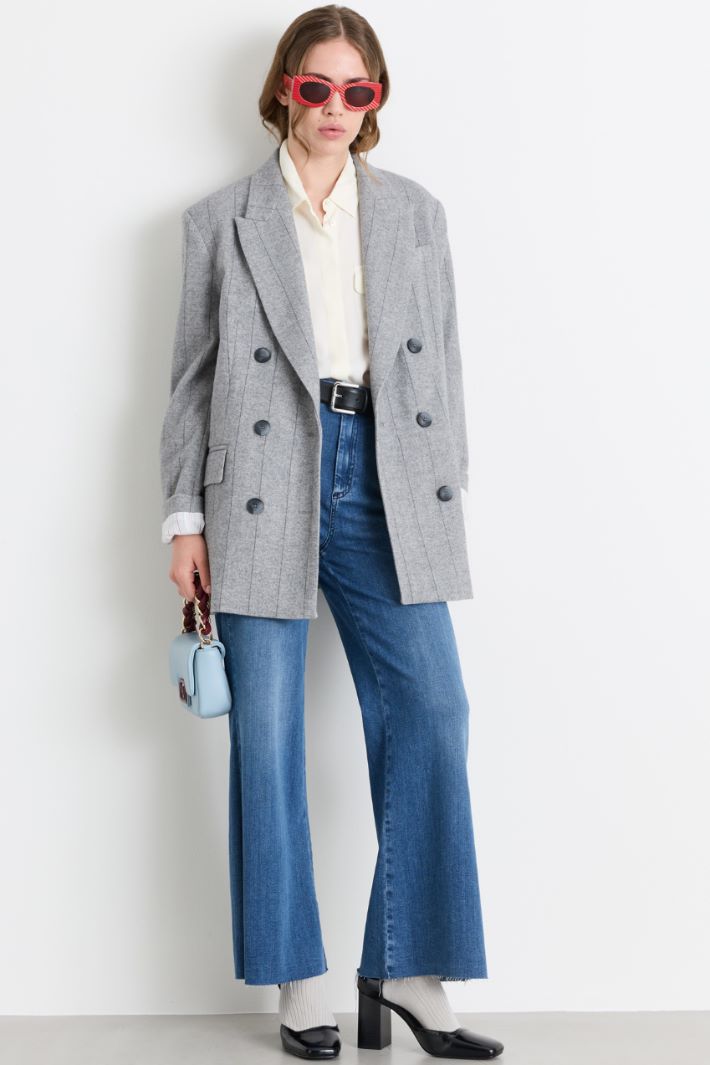 Double-breasted flannel blazer - GREY - Intrend