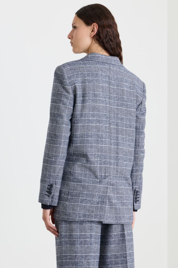 Double-breasted flannel blazer - WHITE BLACK - Intrend - 4