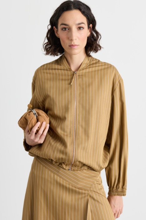 Pinstripe bomber jacket in fluid twill - Intrend