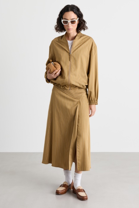 Bomber gessato in twill fluido - Intrend
