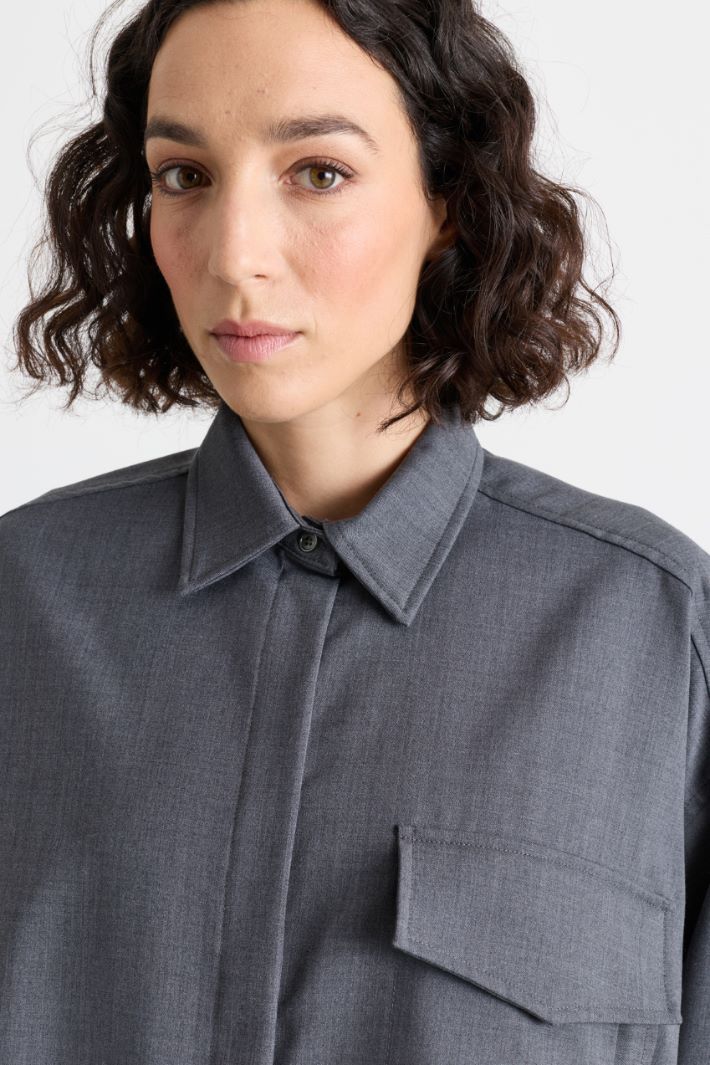 Lightweight shirt jacket - GREY - Intrend - 3