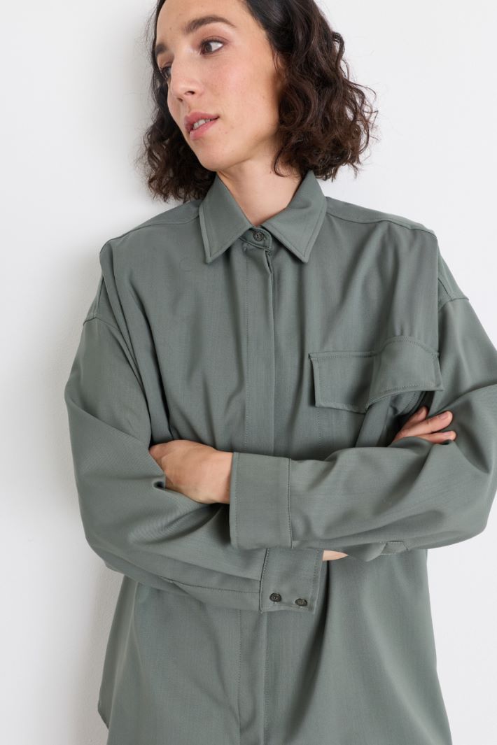 Lightweight shirt jacket - GREEN - Intrend - 3
