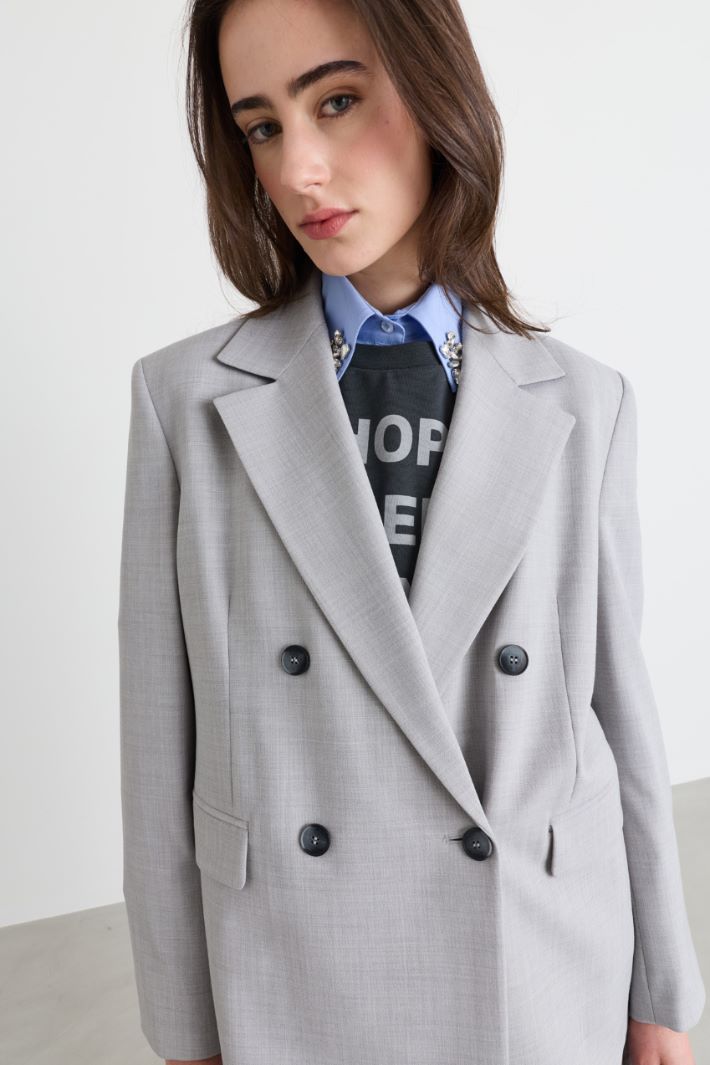 Double-breasted blazer - GREY - Intrend - 3