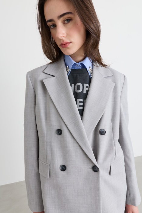 Blazer doppiopetto in grisaglia di misto lana