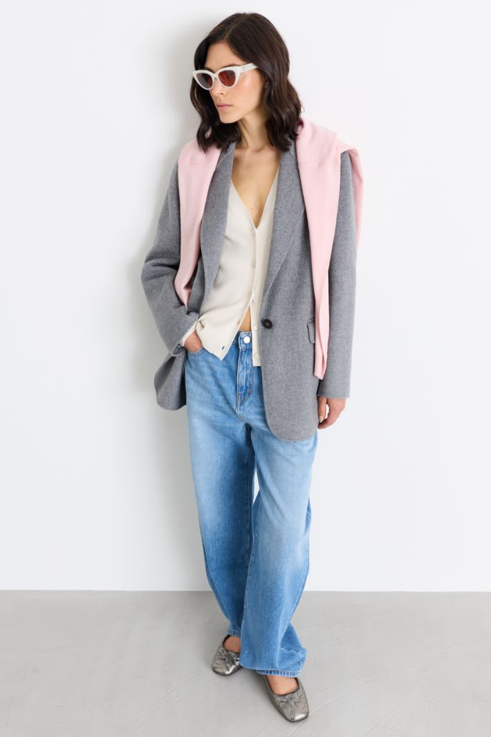 Oversized single-breasted blazer - GREY - Intrend