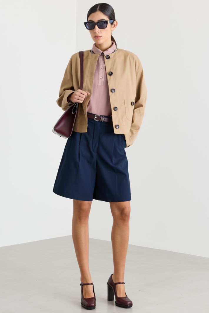 Round-neck jacket with patch pockets - CAMEL - Intrend
