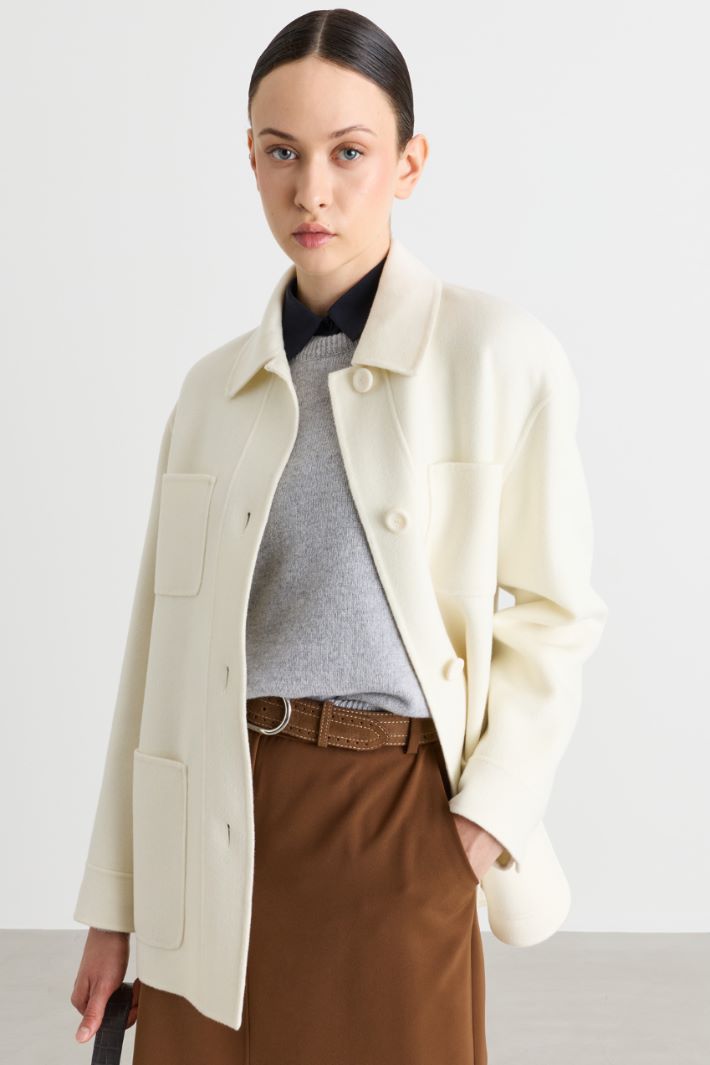 Double-faced cloth overshirt - WHITE - Intrend - 2