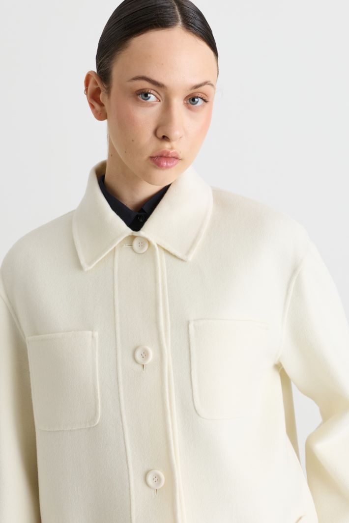 Double-faced cloth overshirt - WHITE - Intrend - 3