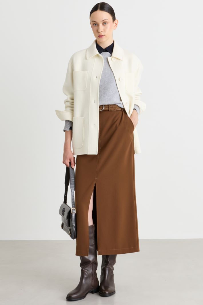 Double-faced cloth overshirt - WHITE - Intrend