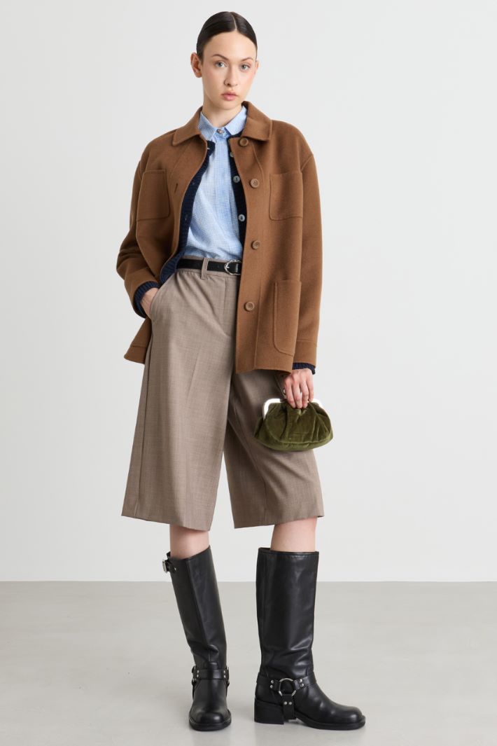 Double-faced cloth overshirt - CAMEL - Intrend
