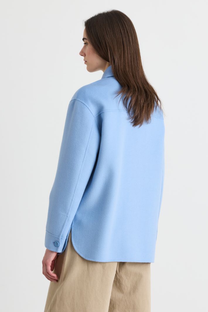Double-faced cloth overshirt - LIGHT BLUE - Intrend - 4