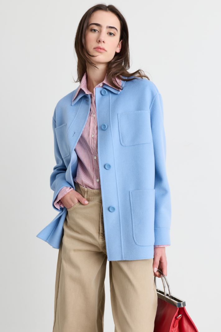 Double-faced cloth overshirt - LIGHT BLUE - Intrend - 2