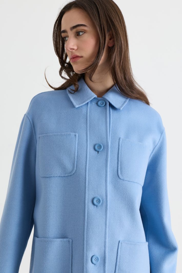Double-faced cloth overshirt - LIGHT BLUE - Intrend - 3