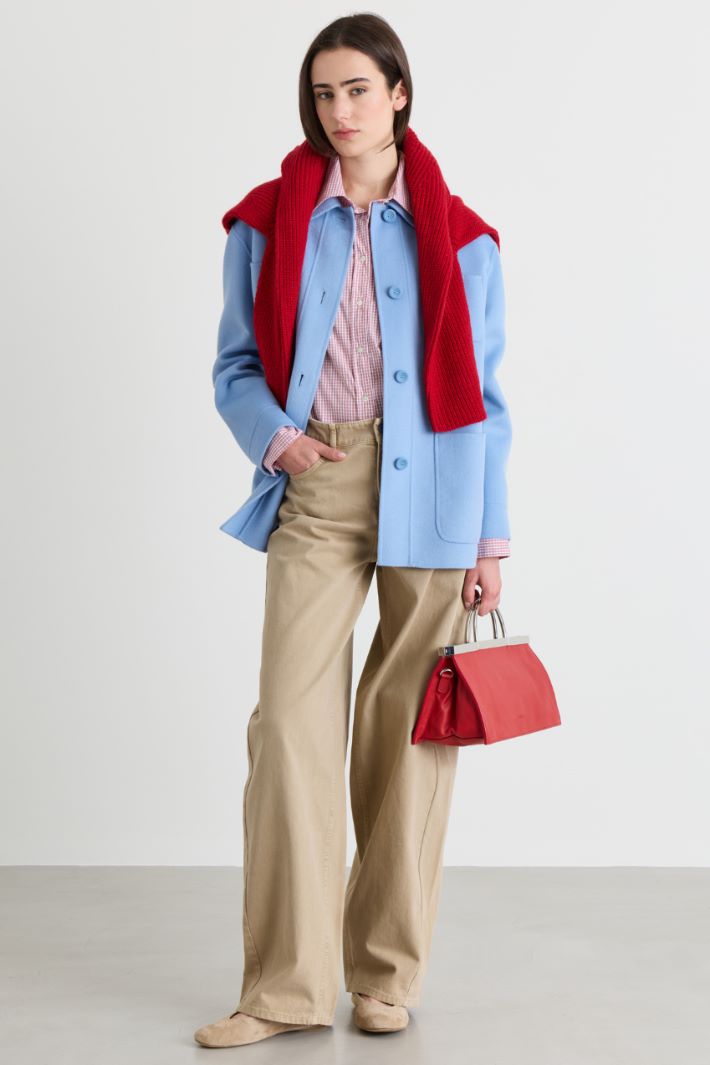 Double-faced cloth overshirt - LIGHT BLUE - Intrend