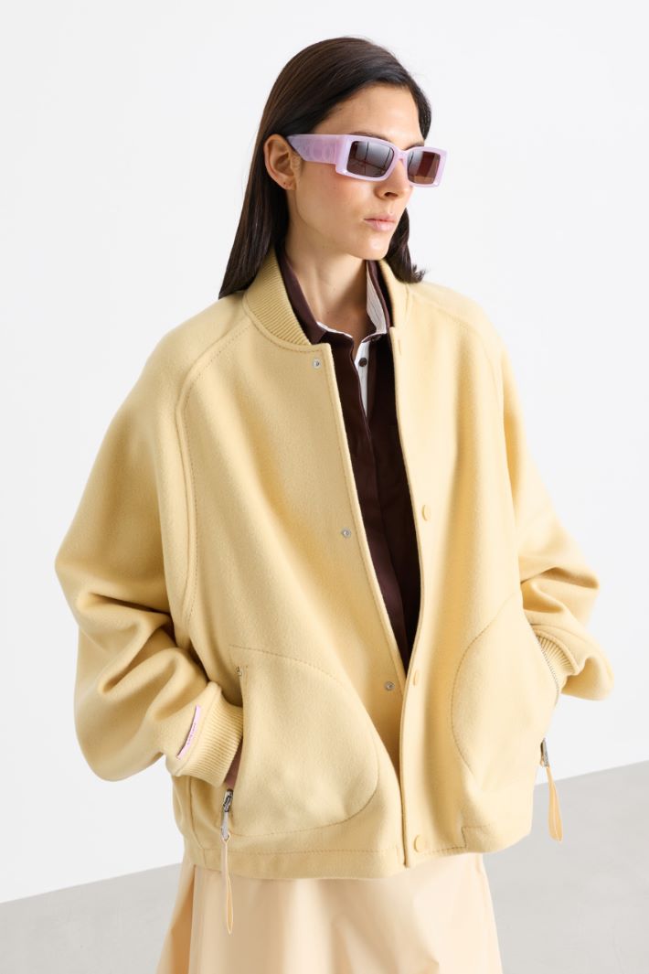 Double-faced wool bomber jacket - YELLOW - Intrend - 2
