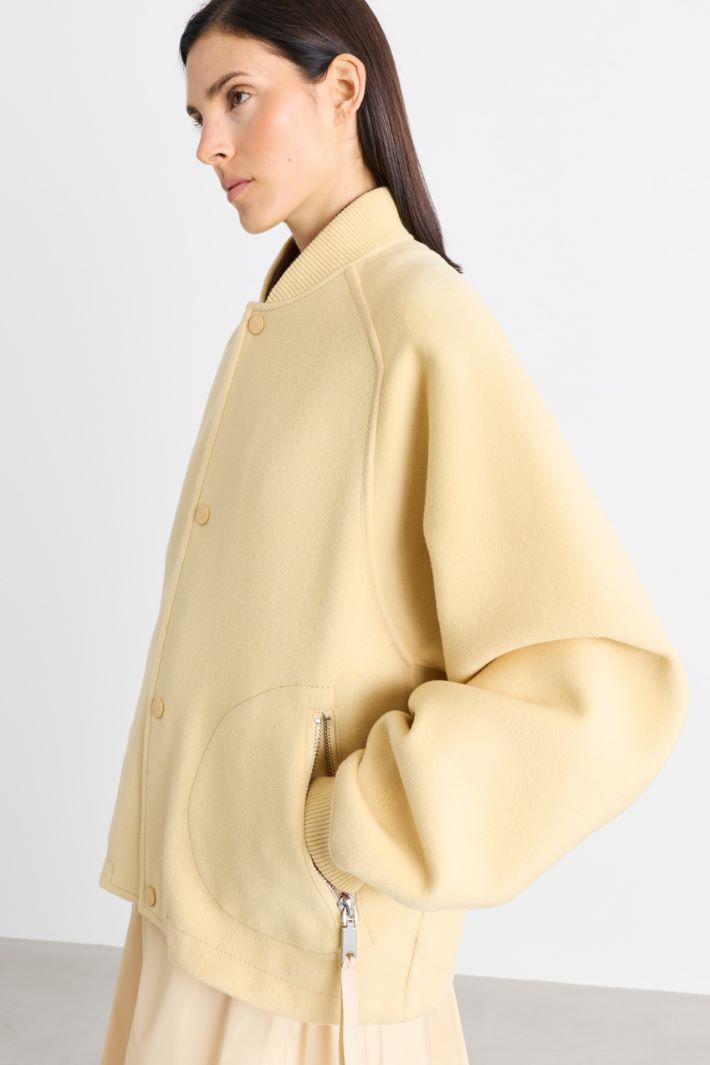 Double-faced wool bomber jacket - YELLOW - Intrend - 3