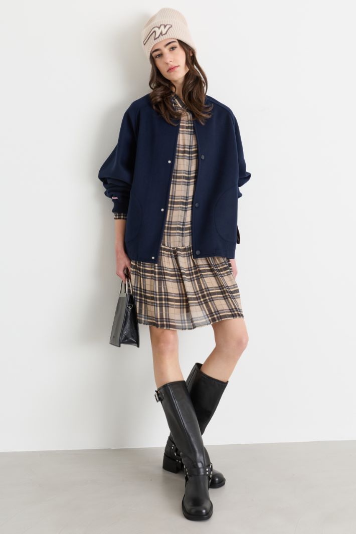 Double-faced wool bomber jacket - BLUE - Intrend