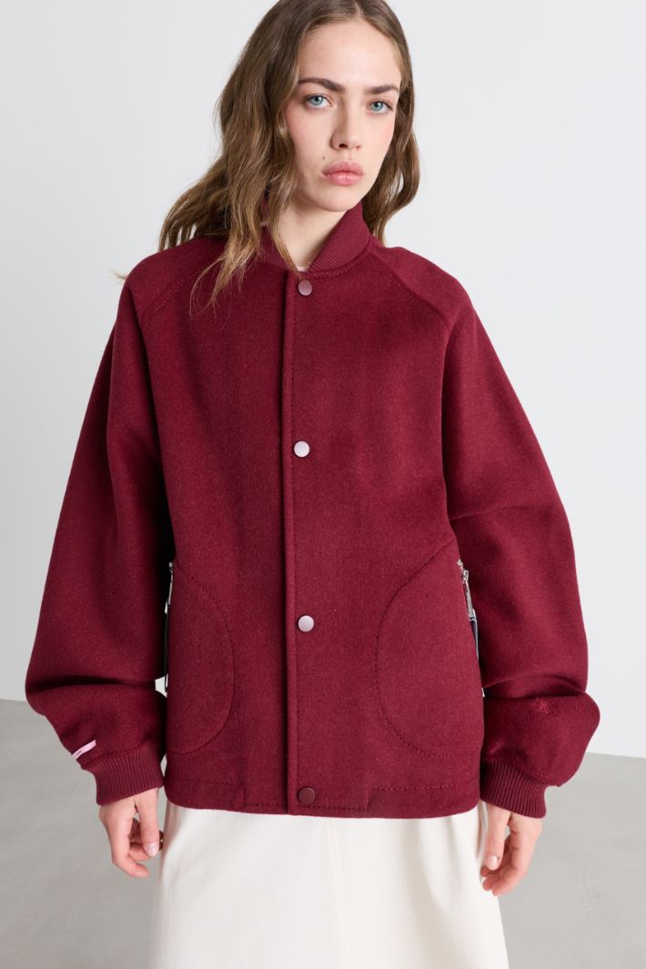 Bomber en double drap de laine - BORDEAUX - Intrend - 2