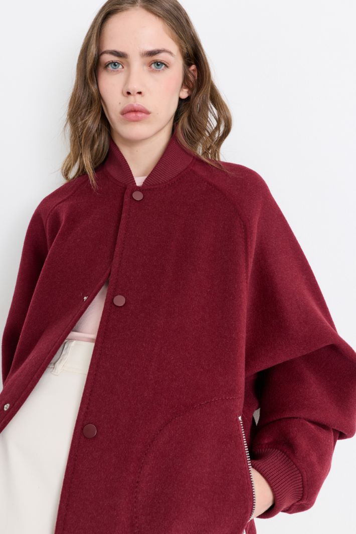 Bomber en double drap de laine - BORDEAUX - Intrend - 3