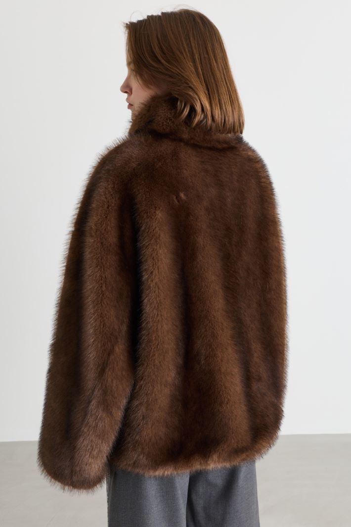 Blouson reversibile in tessuto morbido e caldo - MARRONE - Intrend - 4