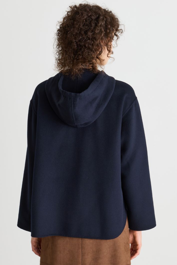 Caban à capuche en drap double - BLEU - Intrend - 4