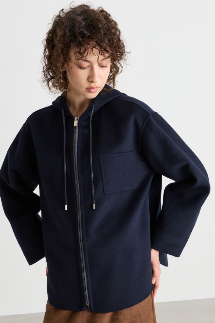 Caban à capuche en drap double - BLEU - Intrend - 2
